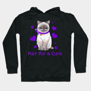 CAT PURR CUTE ALZHEIMER AWARENESS Gift Hoodie